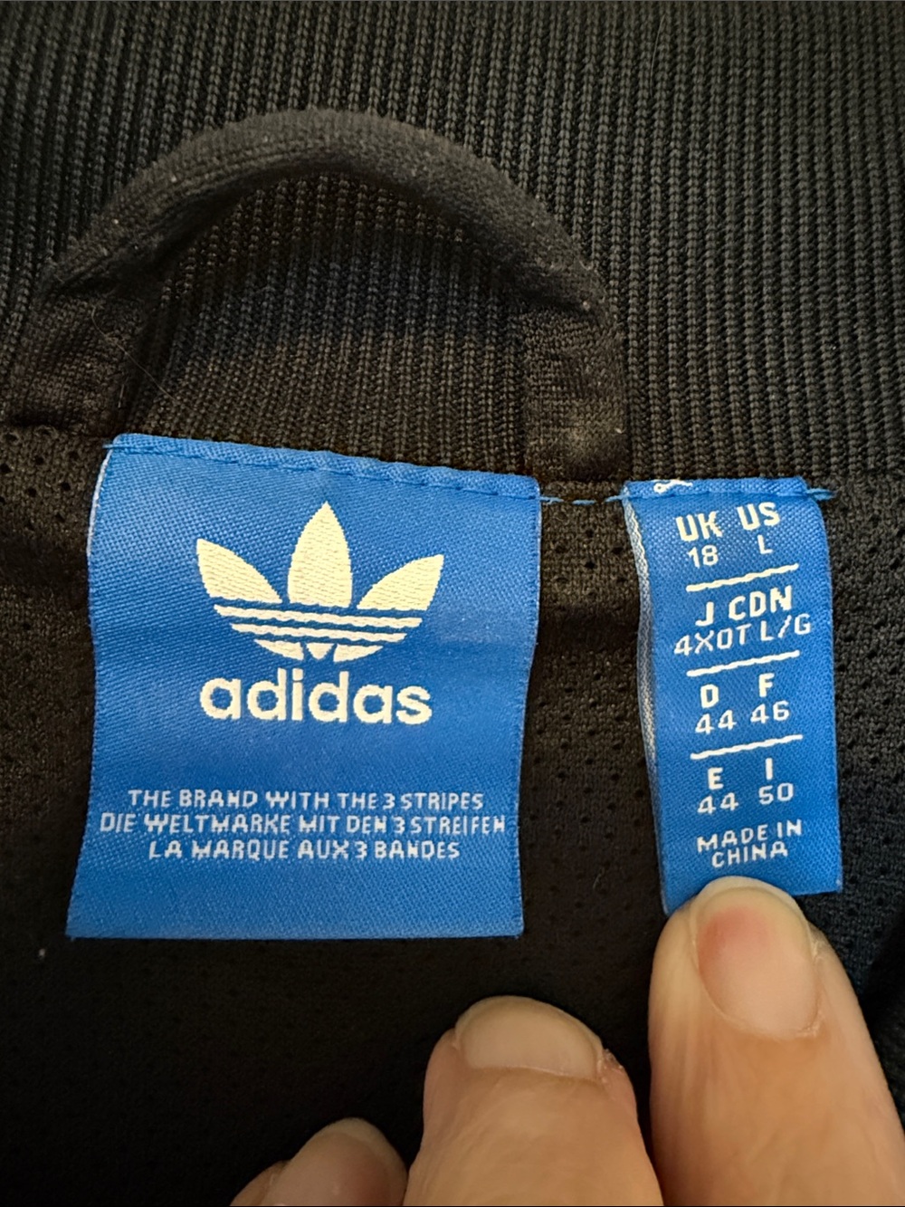 Adidas Black Track Jacket with White Three-Stripes - Picture 2 of 3